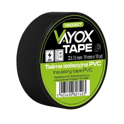 Taśma izolacyjna pvc 19 mm x 10 yard 0,13 mm czarna VA0327 Vayox