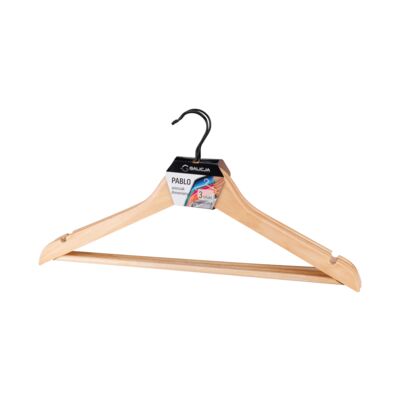 Wieszak drewniany Pablo 3 sztuki brązowy