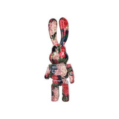 Figurka zając polirezin 51 cm motyw kwiatowy