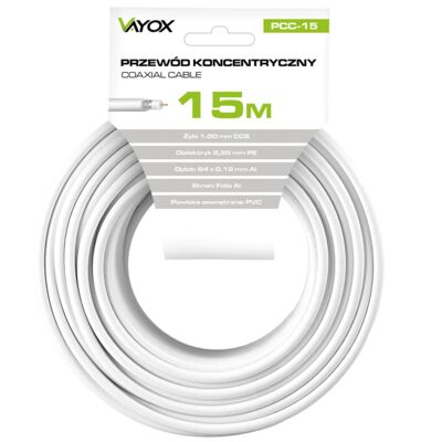 Kabel koncentryczny RG6U 15 m PCC-15 Vayox