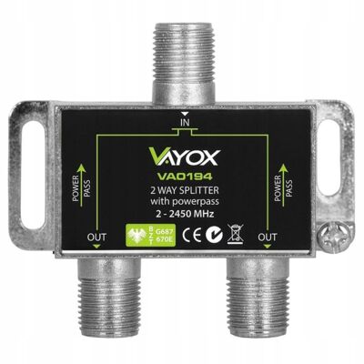 Rozgałęźnik spliter F-2W do tv satelity LB0037 VA0194 Vayox