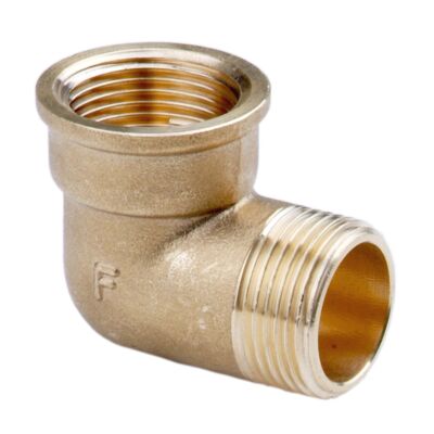 Kolanko mosiężne 3/8" nakrętno-wkrętne żółte