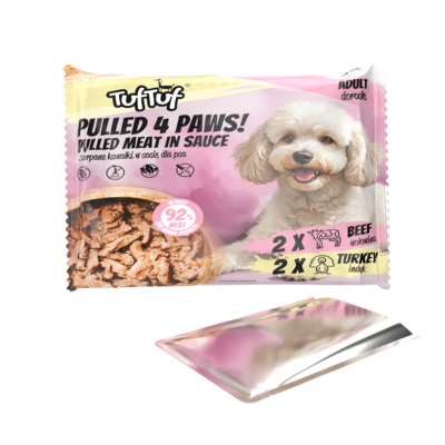 Karma mokra dla psa wołowina/indyk saszetki 4x100 g Tuf Tuf