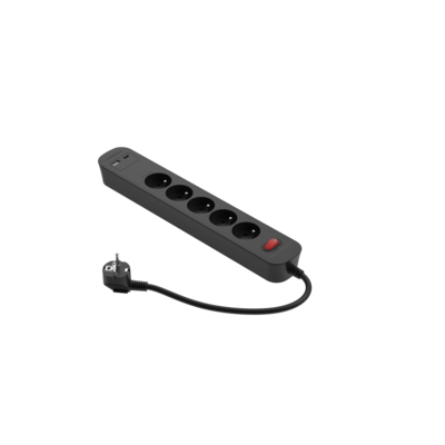 Przedłużacz szybkoładujący 5 gniazdowy z wyłącznikiem 2x usb A/C 1,4 m grafitowy