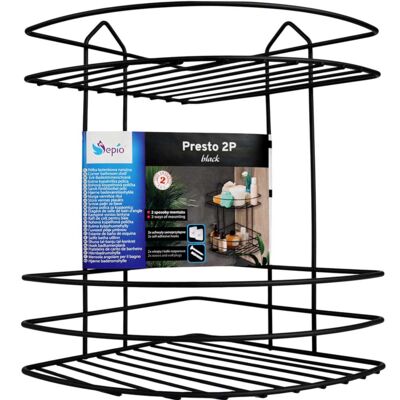 Półka łazienkowa Presto 2P narożna czarna mat Sepio