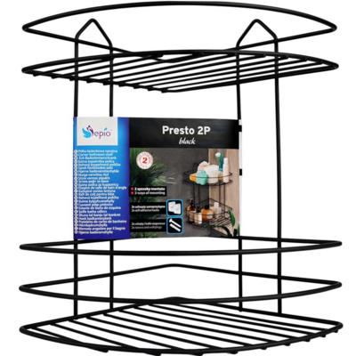 Półka łazienkowa Presto 2P narożna czarna mat Sepio