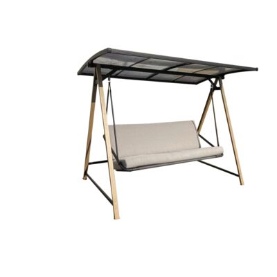 Huśtawka na stelażu z dachem poliwęglanowym beżowa