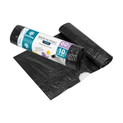 Worki na śmieci z taśmą 60 L 10 sztuk czarny GRATKA