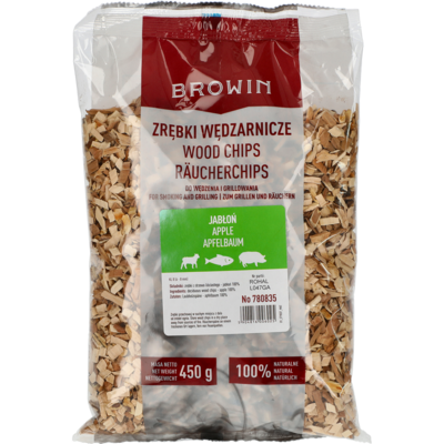 Zrębki wędzarnicze jabłoń 450 g klasa 8 Browin