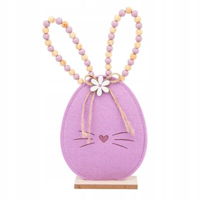 Figurka filcowa zając 16 x 5 x 32 cm dekoracja fioletowe koraliki