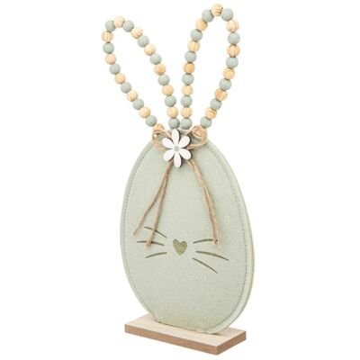 Figurka filcowa zając 16 x 5 x 32 cm dekoracja zielone koraliki