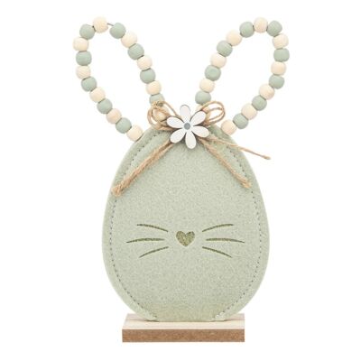 Figurka filcowa zając 11 x 4 x 22 cm dekoracja zielone koraliki