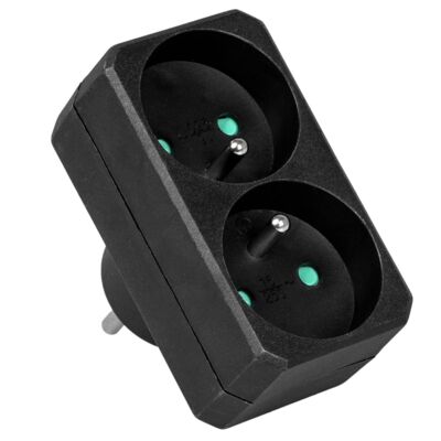 Rozgałęźnik sieciowy dwu gniazdowy z uziemieniem 3500 W 230 V czarny VA0131B Vayox