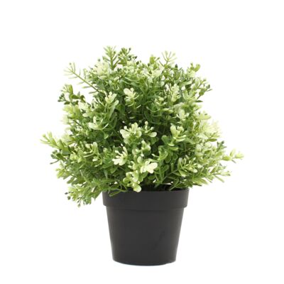 Kwiat sztuczny w doniczce zielono-biały wys. 20 cm