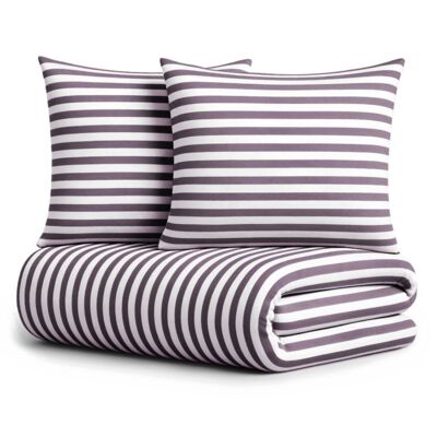 Pościel Eusebia Home 02 160 x 200 cm 3 częściowa pasy wąskie bordowo-biały