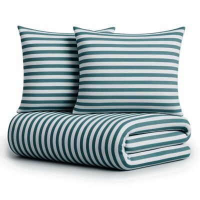 Pościel Eusebia Home 14 160 x 200 cm 3 częściowa pasy wąskie niebiesko-biały