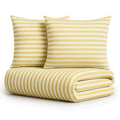 Pościel Eusebia Home 11 160 x 200 cm 3 częściowa pasy wąskie biało-żółta