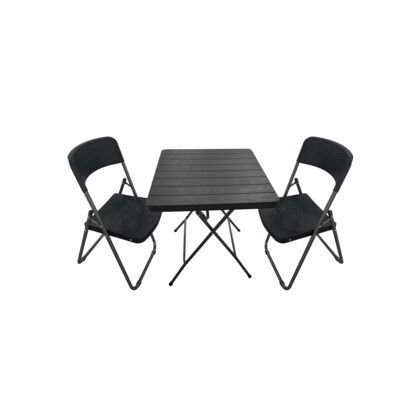 Zestaw balkonowy plastikowy stolik + 2 krzesła czarny