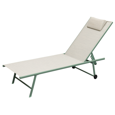 Leżanka pozycyjna z poduszką 185 x 55 x wys. 97/32 cm beżowo-miętowa