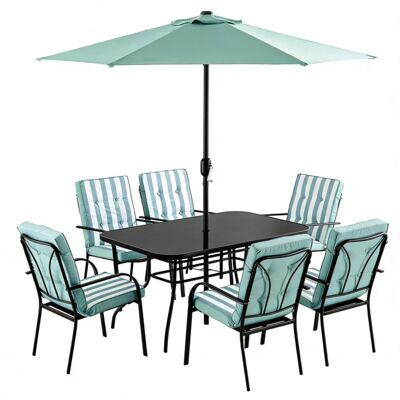 Zestaw mebli z parasolem biało-miętowy