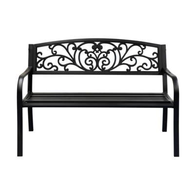 Ławka ogrodowa ozdobny ażur czarna