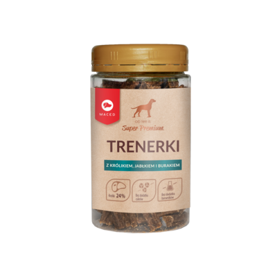Trenerki dla psa królik z jabłkiem i burakiem 150 g Super Premium Maced