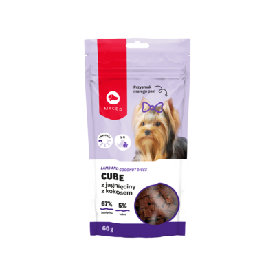 Przysmak dla psa Cube z jagnięciny z kokosem 60 g Maced