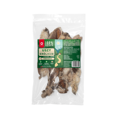 Przysmak dla psa 100% NATURA uszy królicze z włosem 10 sztuk Maced
