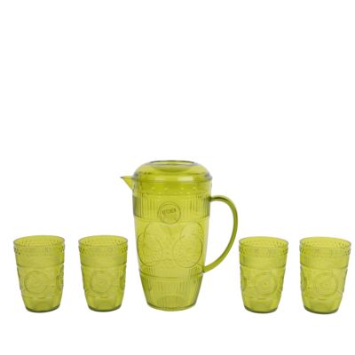 Zestaw plastikowy do napojów dzbanek +szklanki zielony