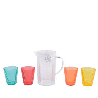 Zestaw plastikowy do napojów dzbanek +szklanki wielokolorowy