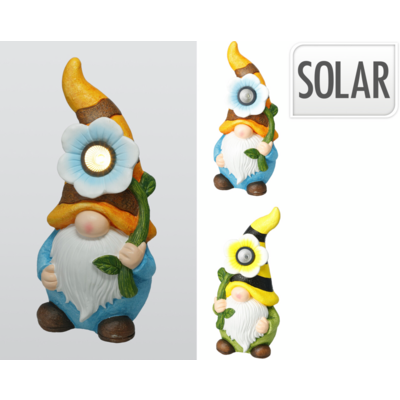 Figurka solarna gnom z kwiatem 18 x 16 x 42 cm różne wzory