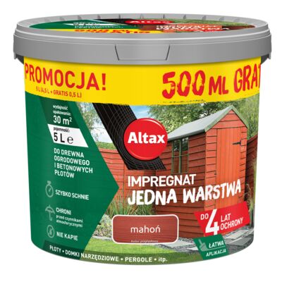Impregnat Jedna Warstwa 4 lata mahoń 5 l Altax