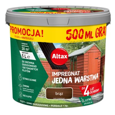 Impregnat Jedna Warstwa 4 lata brąz 5 l Altax