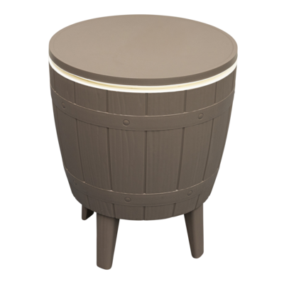 Stolik beczka z chłodziarką 37 l kremowo-brązowy