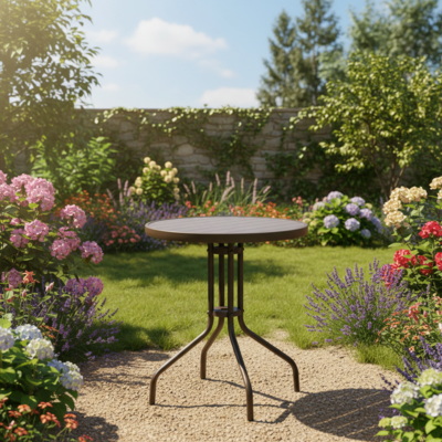 Stolik ogrodowy Bistro okrągły 60 cm polywood brązowy