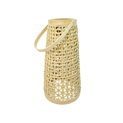 Lampion wiklinowy solarny 45 cm beż