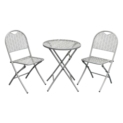 Zestaw składany balkonowy stolik + 2 krzesła ażurowe