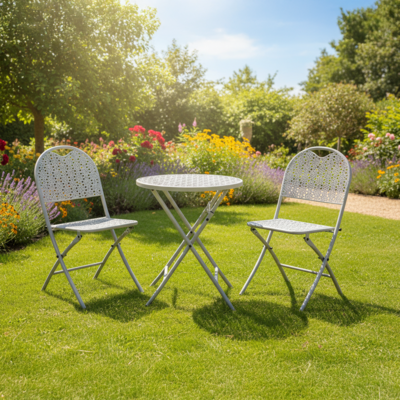 Zestaw składany balkonowy stolik + 2 krzesła ażurowe