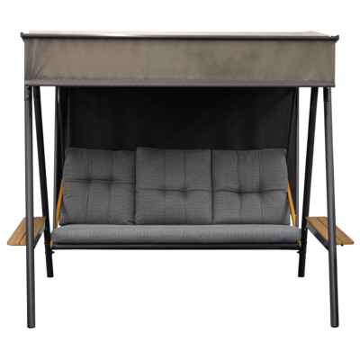 Huśtawka trzyosobowa z roletą i podłokietnikami grafitowa
