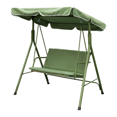 Huśtawka dwuosobowa z poduszkami i daszkiem oliwkowa