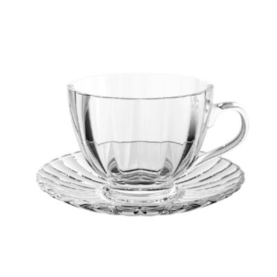 Filiżanka ze spodkiem szklana Sorrento 250 ml