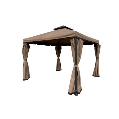 Pawilon ogrodowy z zasłonami 3 x 3 m beżowo-brązowy