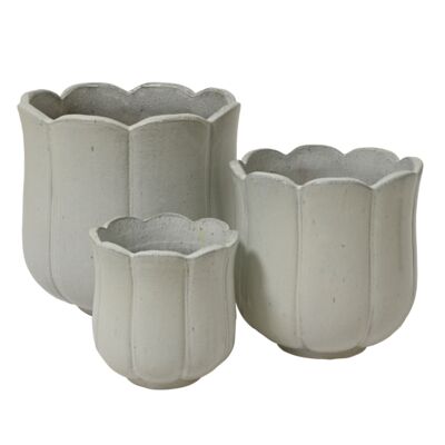 Zestaw 3 osłonek z terakoty tulipan śr. 42 cm biały
