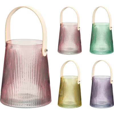 Szklany lampion z rączką mix kolorów