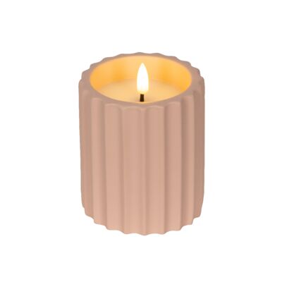 Świeca ryflowana LED mała jasnoróżowa