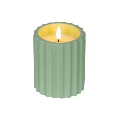 Świeca ryflowana LED mała zielona