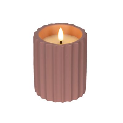 Świeca ryflowana LED mała różowa