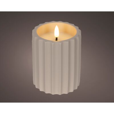Świeca ryflowana LED mała kremowa