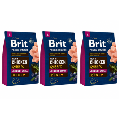 Zestaw 3 opakowań karmy suchej dla psa PREMIUM BY NATURE Junior S 3 kg