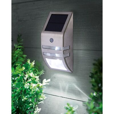 Kinkiet solarny stalowy z czujnikiem ruchu